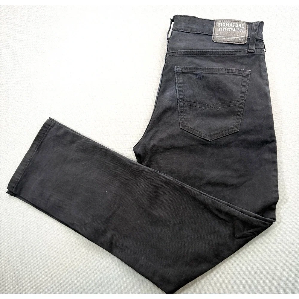 Signature by Levi Strauss S67 Athletic Fit Pants Black Stretch | Men's 32x32